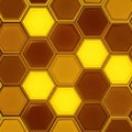 Interlocking hexagons in shades of brown and yellow form a honeycomb pattern. The design features Royalty Free Stock Photo