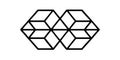 Interlocking isometric hexagonal cubes pattern in black and white featuring a complex optical illusion design Royalty Free Stock Photo