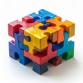 Interlocking Jigsaw Puzzle Cube Solution Royalty Free Stock Photo