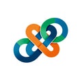Interlocking loops form a figure-eight shape with a modern, colorful design. The loops