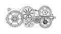 Interlocking Mechanical Gears Outline Design, vector design Generative AI Royalty Free Stock Photo