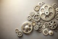 Interlocking metal cogwheels a complex system of mechanical parts working in harmony. Generative AI Royalty Free Stock Photo