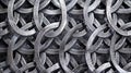Interlocking metal loops tightly knit together creating a strong and durable texture in this silver metallic mesh fabric