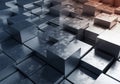 Interlocking metallic cubes create a structured, geometric pattern. The cubes vary Royalty Free Stock Photo