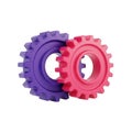 Interlocking purple and pink gears symbolizing collaboration and mechanical systems transparent background Royalty Free Stock Photo