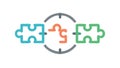 Interlocking Puzzle Pieces Solution, Teamwork and Problem Solving, vector design Generative AI Royalty Free Stock Photo