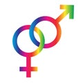 Interlocking rainbow male female symbols Royalty Free Stock Photo