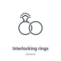 Interlocking rings outline vector icon. Thin line black interlocking rings icon, flat vector simple element illustration from