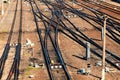 Interlocking several railway tracks at a marshalling yard