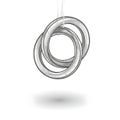 Interlocking Silver Rings Suspended in Mid-Air, Isolated Royalty Free Stock Photo