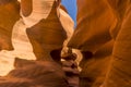 Interlocking spurs in the slot canyon in lower Antelope Canyon, Page, Arizona Royalty Free Stock Photo