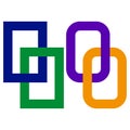 Interlocking square frames. Colorful geometric shapes. Abstract connection Vector. Corporate unity symbol. Royalty Free Stock Photo
