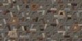 3D low-poly style ornamental floor panorama composed exclusively of grey brick-shaped tiles. Royalty Free Stock Photo