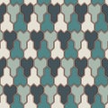 Interlocking three pronged blocks background. Mosaic seamless pattern with geometric figures. Oriental pavement ornament