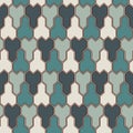 Interlocking three pronged blocks background. Mosaic seamless pattern with geometric figures. Oriental pavement ornament