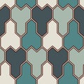 Interlocking three pronged blocks background. Mosaic seamless pattern with geometric figures. Oriental pavement ornament