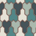 Interlocking three pronged blocks background. Mosaic seamless pattern with geometric figures. Oriental pavement ornament