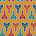 Interlocking three pronged blocks background. Winder keys motif. Ethnic seamless surface pattern with geometric figures.