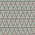 Interlocking three pronged blocks background. Winder keys motif. Ethnic seamless surface pattern with geometric figures