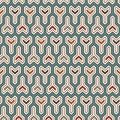 Interlocking three pronged blocks background. Winder keys motif. Ethnic seamless surface pattern with geometric figures