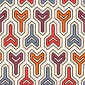 Interlocking three pronged blocks background. Winder keys motif. Ethnic seamless surface pattern with geometric figures