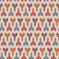 Interlocking three pronged blocks background. Winder keys motif. Ethnic seamless surface pattern with geometric figures