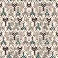 Interlocking three pronged blocks background. Winder keys motif. Ethnic seamless surface pattern with geometric figures.