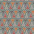 Interlocking three pronged blocks background. Winder keys motif. Ethnic seamless surface pattern with geometric figures.