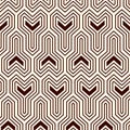 Interlocking three pronged blocks background. Winder keys motif. Ethnic seamless surface pattern with geometric figures.