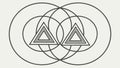 Interlocking Triangles in Circles, Geometric Abstract Symbol, vector design Generative AI Royalty Free Stock Photo