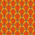 Interlocking triangles tessellation. Contemporary print with repeated scallops. Seamless pattern with fish scales.