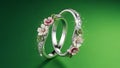 Interlocking Wedding Rings with Floral Design Royalty Free Stock Photo