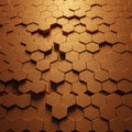 Interlocking wooden hexagons create a textured, geometric surface in this Royalty Free Stock Photo