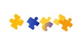 Interlocking Yellow Blue Puzzle Pieces, Teamwork Problem Solving, vector design Generative AI Royalty Free Stock Photo