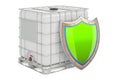 Intermediate bulk container with shield, 3D rendering