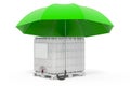 Intermediate bulk container under umbrella, 3D rendering