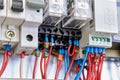 Intermediate electrical relays, circuit breakers in electrical Cabinet Royalty Free Stock Photo