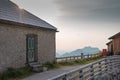 Intermediate station of narrow cog railway on the shafberg mountain in upper austria. Romantic view of old train track high up on