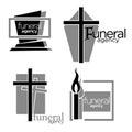 Interment and burial, funeral agency services isolated icons Royalty Free Stock Photo