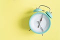 intermittent fasting concept - blue alarm clock, top view Royalty Free Stock Photo