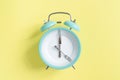 intermittent fasting concept - blue alarm clock, top view Royalty Free Stock Photo