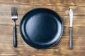 Intermittent fasting concept with empty black plate