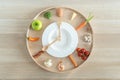 Intermittent fasting diet concept with 8-hour clock timer for eating nutritional or keto low carb, high protien food meal Royalty Free Stock Photo