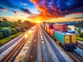 Intermodal Train Integration A Seamless Blend of Rail and Road Transportation Royalty Free Stock Photo