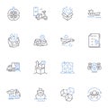 Intermodal transportation line icons collection. Containerization, Efficiency, Railways, Trucking, Integration Royalty Free Stock Photo