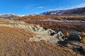 Intermountain basin, Landscape with mountains, valleys, and creeks. Picturesque, colorful mountains in Gorny Altai Royalty Free Stock Photo