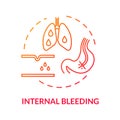 Internal bleeding, blood issue concept icon. Illness symptom, haemorrhage, accident result, fatal major trauma idea thin