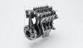 Internal Combustion Engine Components Isolated on White Royalty Free Stock Photo