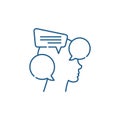 Internal dialogue line icon concept. Internal dialogue flat vector symbol, sign, outline illustration.