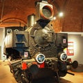 Museum of Russian Railways. Modern and vintage locomotives, Steam trains, wagons. Saint-Petersburg